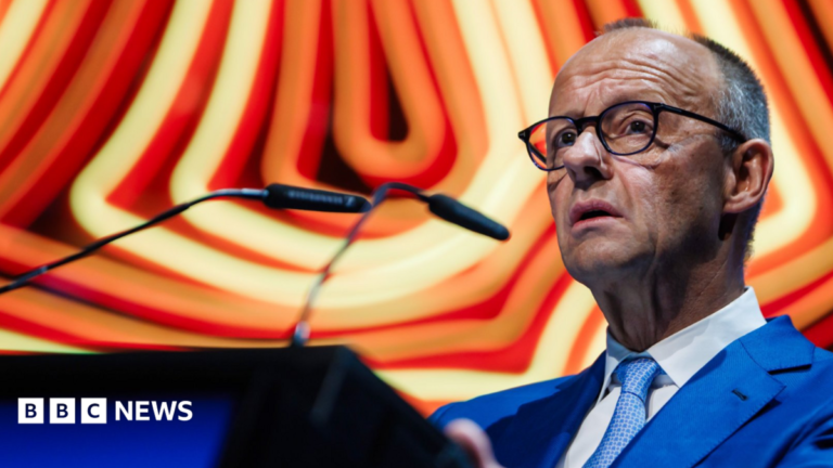 German Chancellor Friedrich Merz speaks during the 'Germany Summit' in Berlin, Germany
