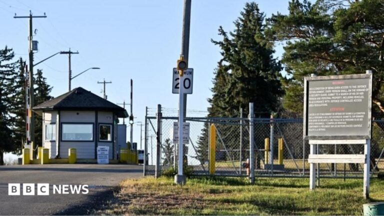 Canadian military base fire: Death toll confirmed and cause under investigation The entrance gate to Wainwright air base