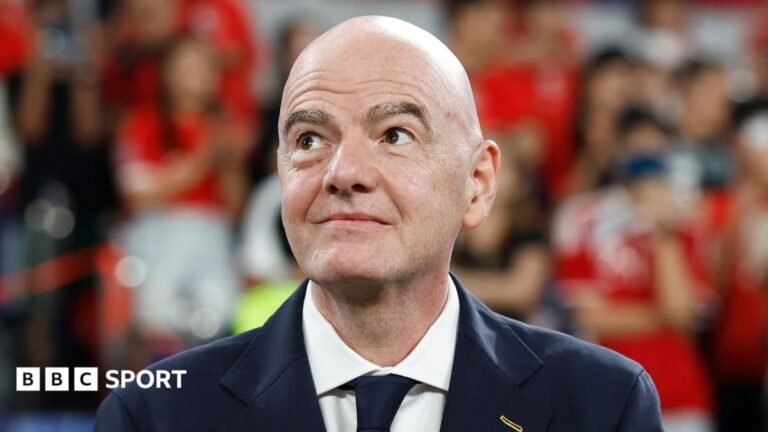 Gianni Infantino: Fifa president says he is backed by ‘vast majority’ in world football Gianni Infantino looking upwards to his right