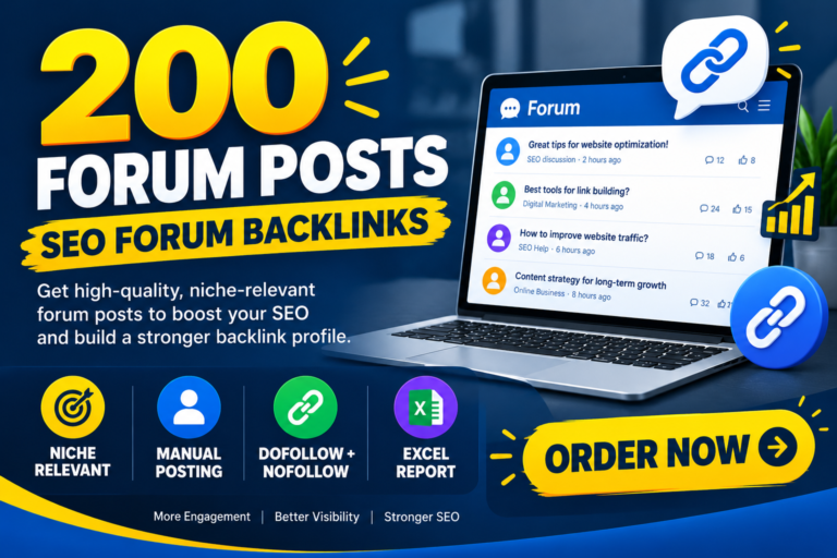 I will build 200 high quality forum backlinks for your website for $25 I will build 200 high quality forum backlinks for your website for $25