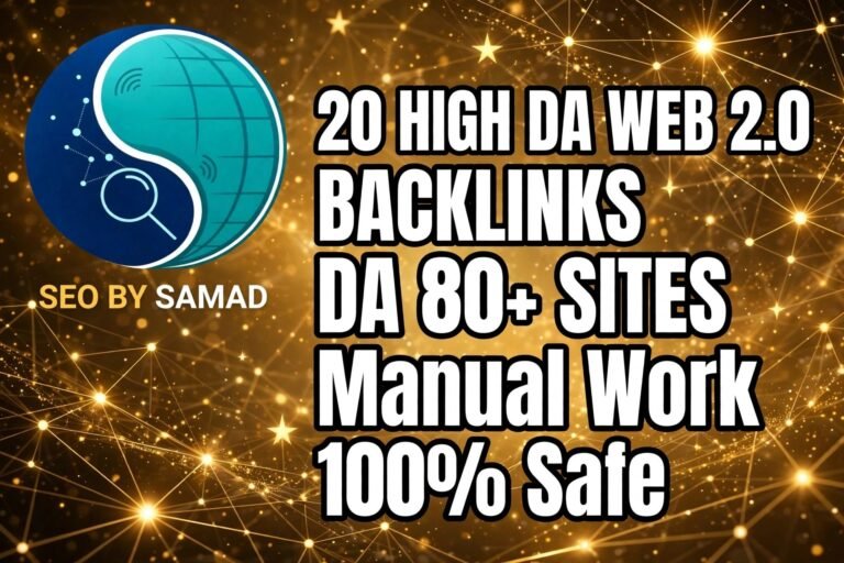 I will create 20 high DA web 2.0 backlinks DA 80 plus sites manual work 100 safe for $10 I will create 20 high DA web 2.0 backlinks DA 80 plus sites manual work 100 safe for $10