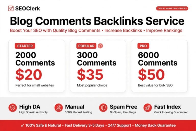 I will do 2000 3000 6000 high DA blog comments manual backlinks for $20