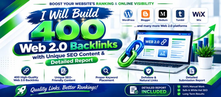 I’ll generate 400 Web 2.0 backlinks using original SEO content and thorough reports for $30 I'll generate 400 Web 2.0 backlinks using original SEO content and thorough reports for $30