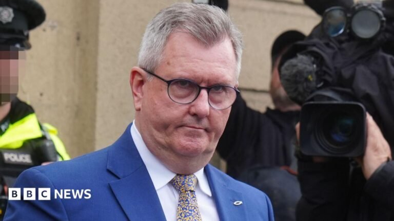 Jeffrey Donaldson: Former DUP leader poses ‘risk-management headache’ for prison staff Jeffrey Donaldson. He has short grey hair, wearing a dark grey blazer with a fish pin on the lapel, yellow tie and white shirt.