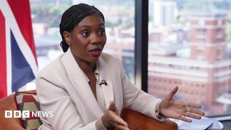 Kemi Badenoch: I’d rather have another election than do a deal with Reform UK Thin, red banner promoting the Politics Essential newsletter with text saying, “Top political analysis in your inbox every day”. There is also an image of the Houses of Parliament.