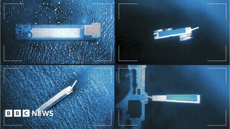 North Korea: What satellite images reveal about Kim Jong Un’s summer retreat A graphic showing satellite images of vessels docked at the Wonsan maintenance dock in a 2×2 grid. The images are dated, clockwise from the top left, 24 October 2025, 31 January 2026, 9 July 2026 and 12 April 2026. The October 2025 image shows vessels measuring approximately 55m and 80m long. The January and April 2026 images show vessels measuring 50m and 80m, while the July 2026 image shows only the 50m vessel.
