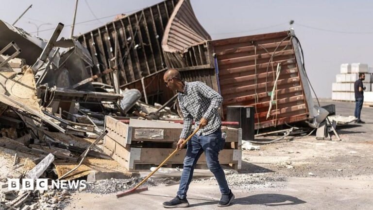 Palestinian families displaced as Israeli forces demolish Hebron home A treated image showing Andy Burnham and John Healey in black and white. A colour photograph of Laura Kuenssberg sits in front of it