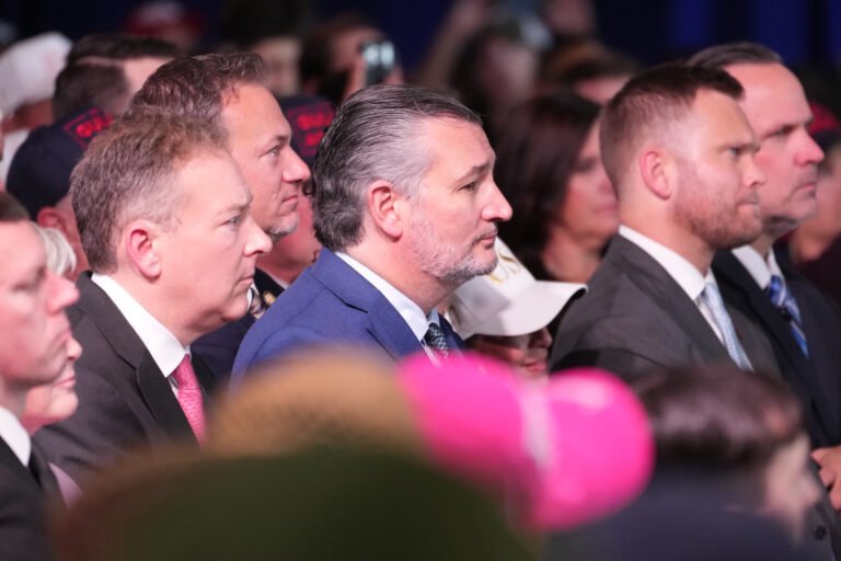 Republicans wanted Rubio on the stump. Trump coaxed him there. Sen. Ted Cruz (R-Texas), center, listens to Trump speak during the Texas rally.