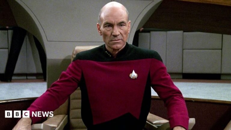 Sir Patrick Stewart: Actor who moved effortlessly between Star Trek and Shakespeare Sir Patrick Stewart seen playing Captain Jean-Luc Picard. He is wearing a red and black Star Trek uniform