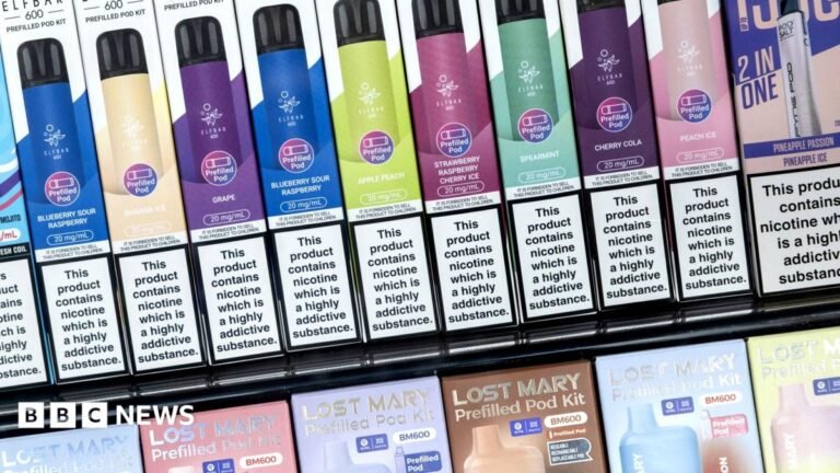 Vape tax comes into force with prices set to rise Vapes on sale in a shop